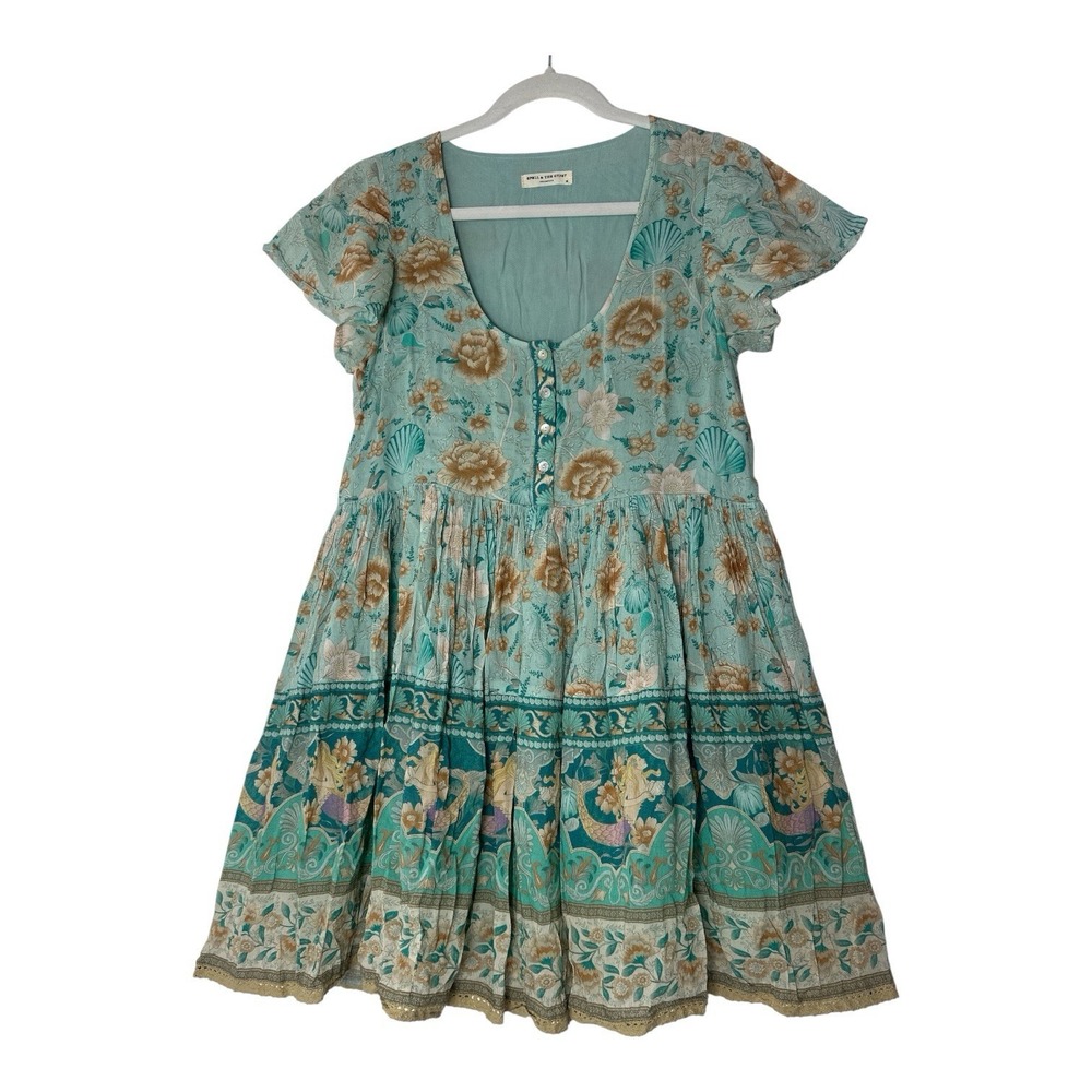 Spell & The Gypsy Collective Seashell Mini Dress Womens XS Floral Lined Coquette - Picture 3 of 9